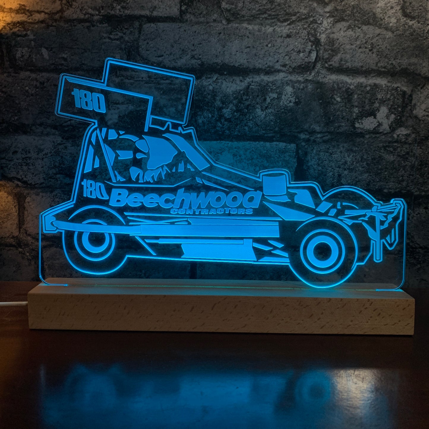 Courtney Witts #180 Brisca F1 Night Light - Large Wooden Base Night Light Stock Car & Banger Toy Tracks