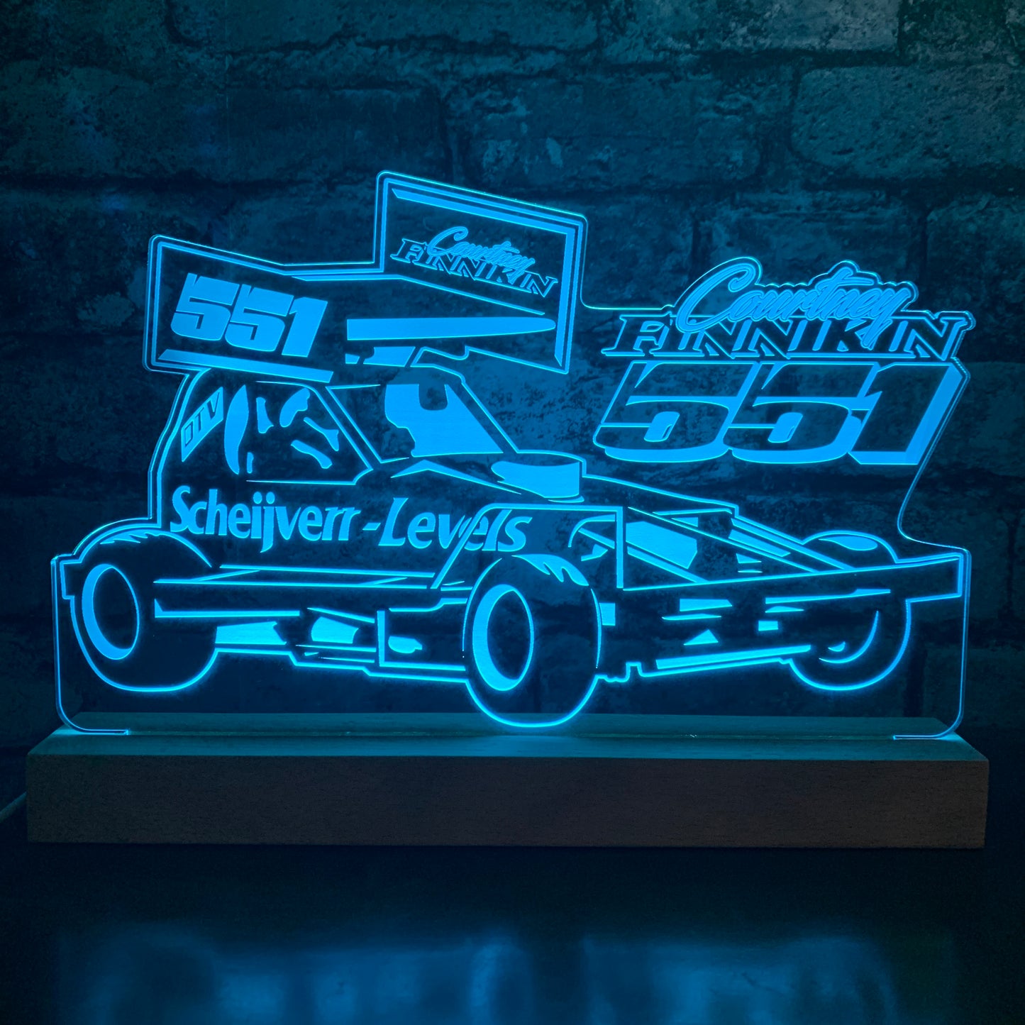Courtney Finnikin #551 Brisca F1 Night Light - Large Wooden Base Night Light Stock Car & Banger Toy Tracks