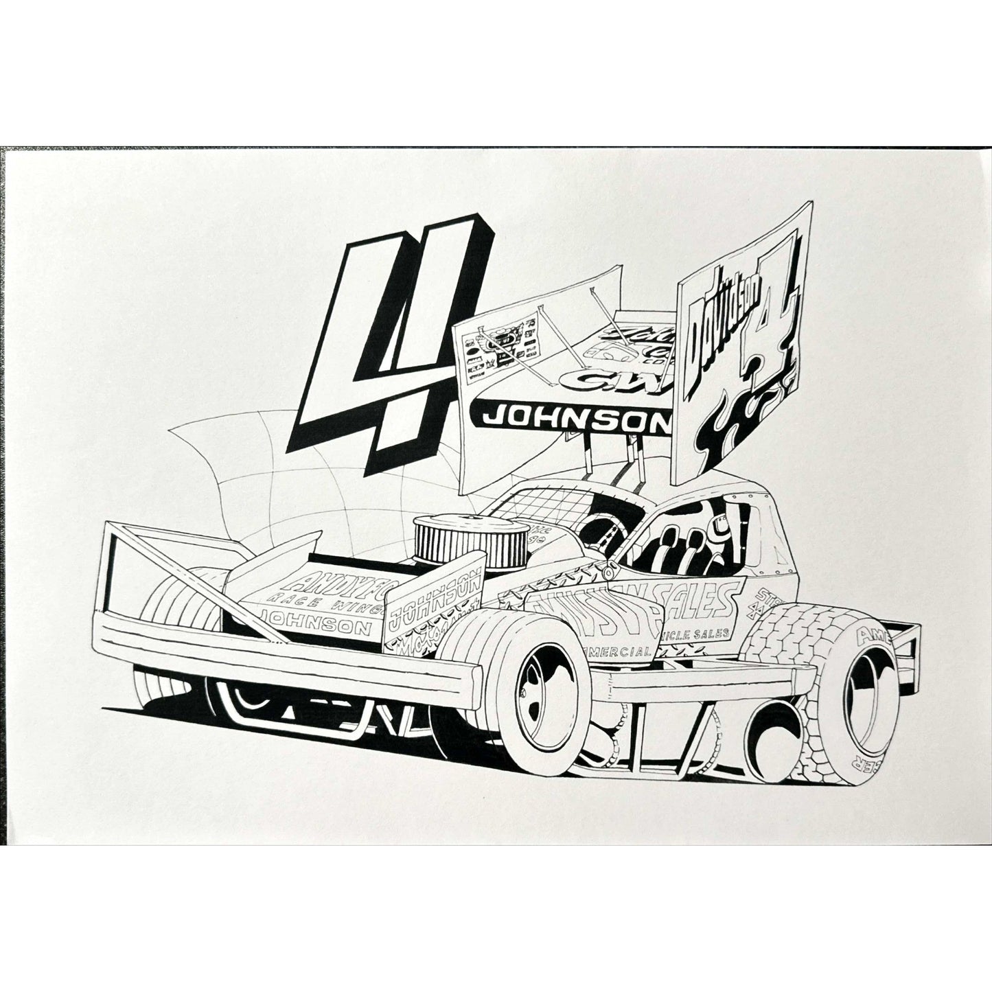 Brisca F1 #4 Dan Johnson Caricature Print Prints Stock Car & Banger Toy Tracks