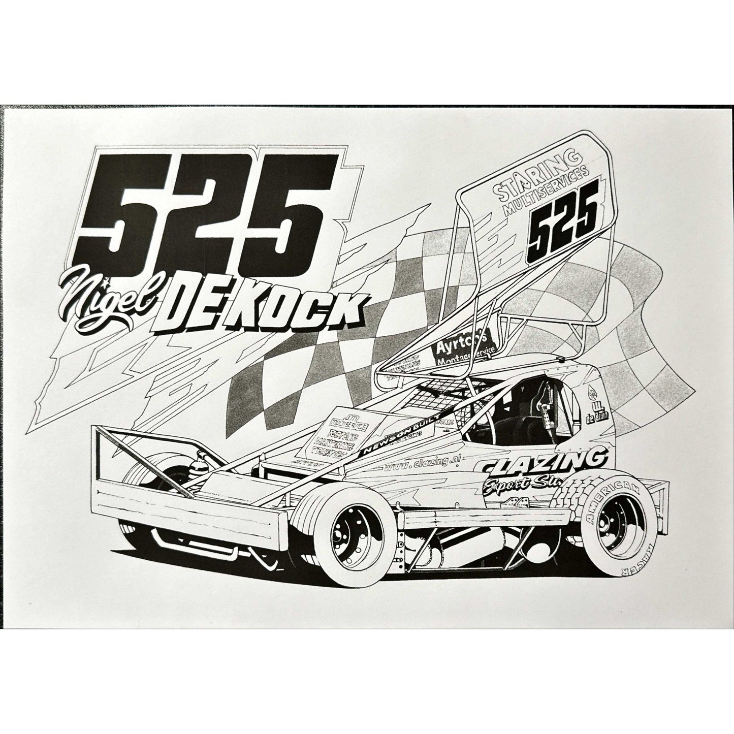Brisca F1 #525 Nigel De Kock Caricature Print Prints Stock Car & Banger Toy Tracks