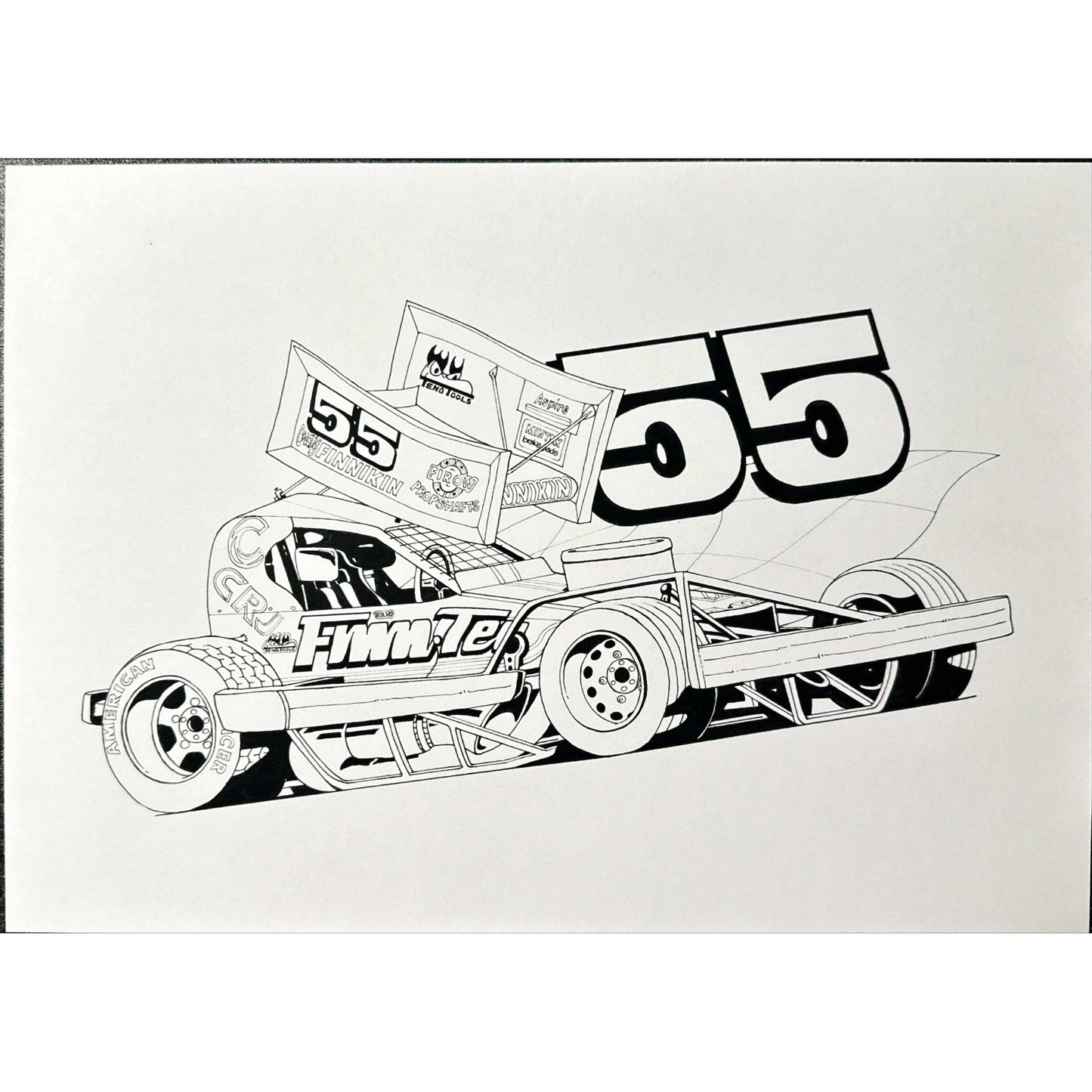 Brisca F1 #55 Craig Finniken Caricature Print Prints Stock Car & Banger Toy Tracks