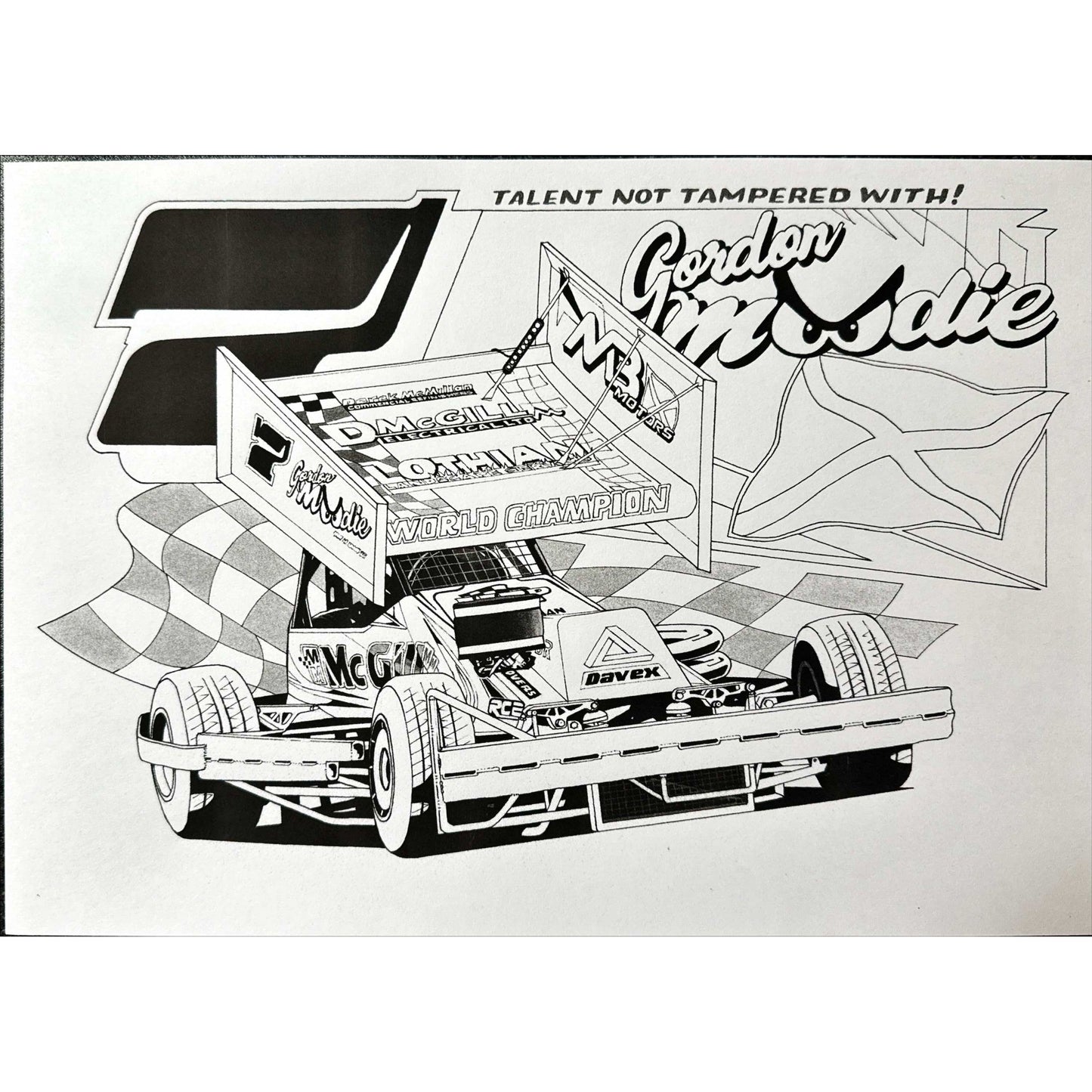 Brisca F1 #7 Gordon Moodie Caricature Print Prints Stock Car & Banger Toy Tracks
