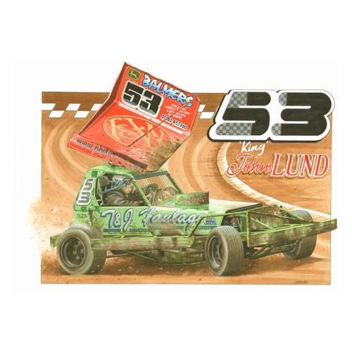 Brisca F1 #53 John Lund Serious Print Prints Stock Car & Banger Toy Tracks