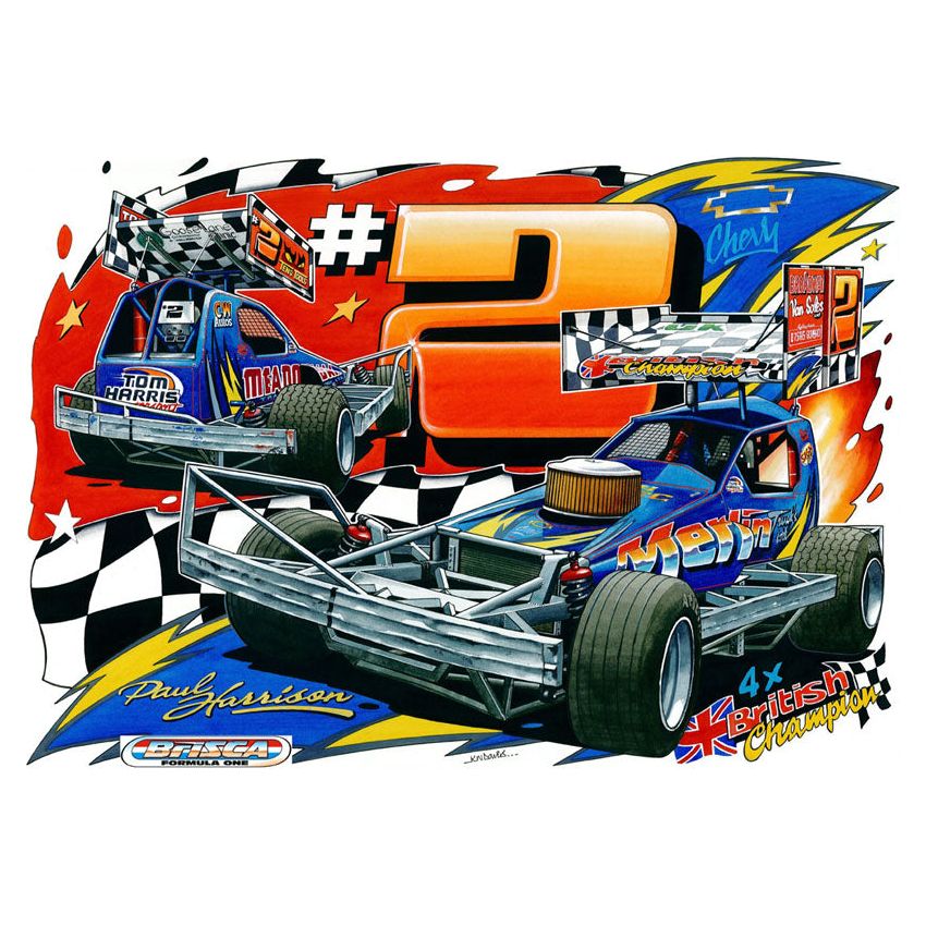 Brisca F1 #2 Paul Harrison Print Prints Stock Car & Banger Toy Tracks