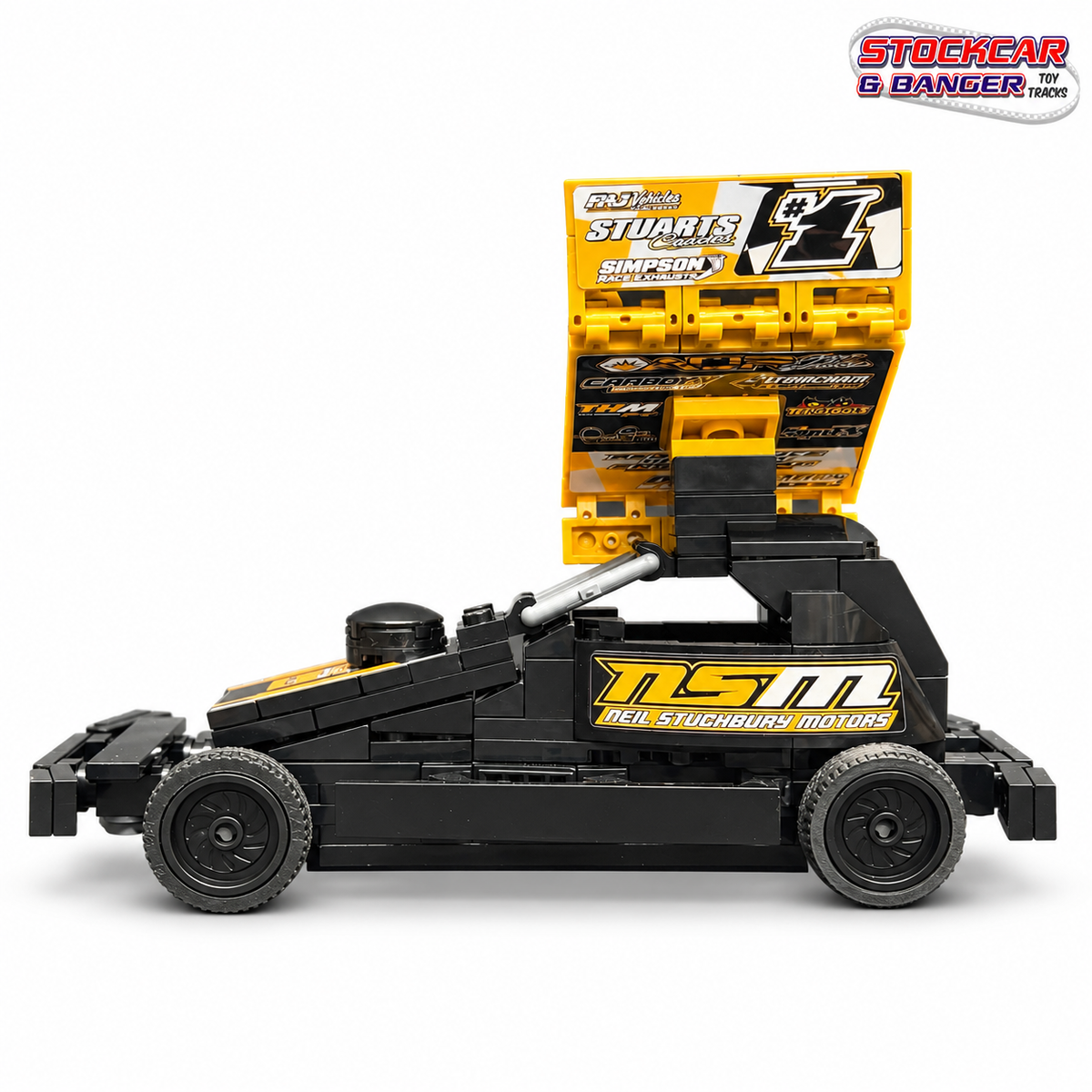 BriSCA F1 1 brick building kit, side view 2