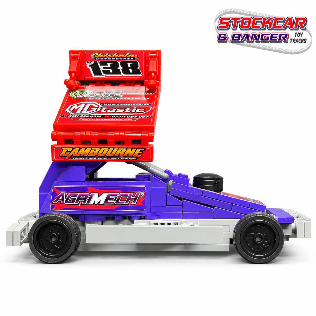 BriSCA F1 138 brick building kit, side view 2