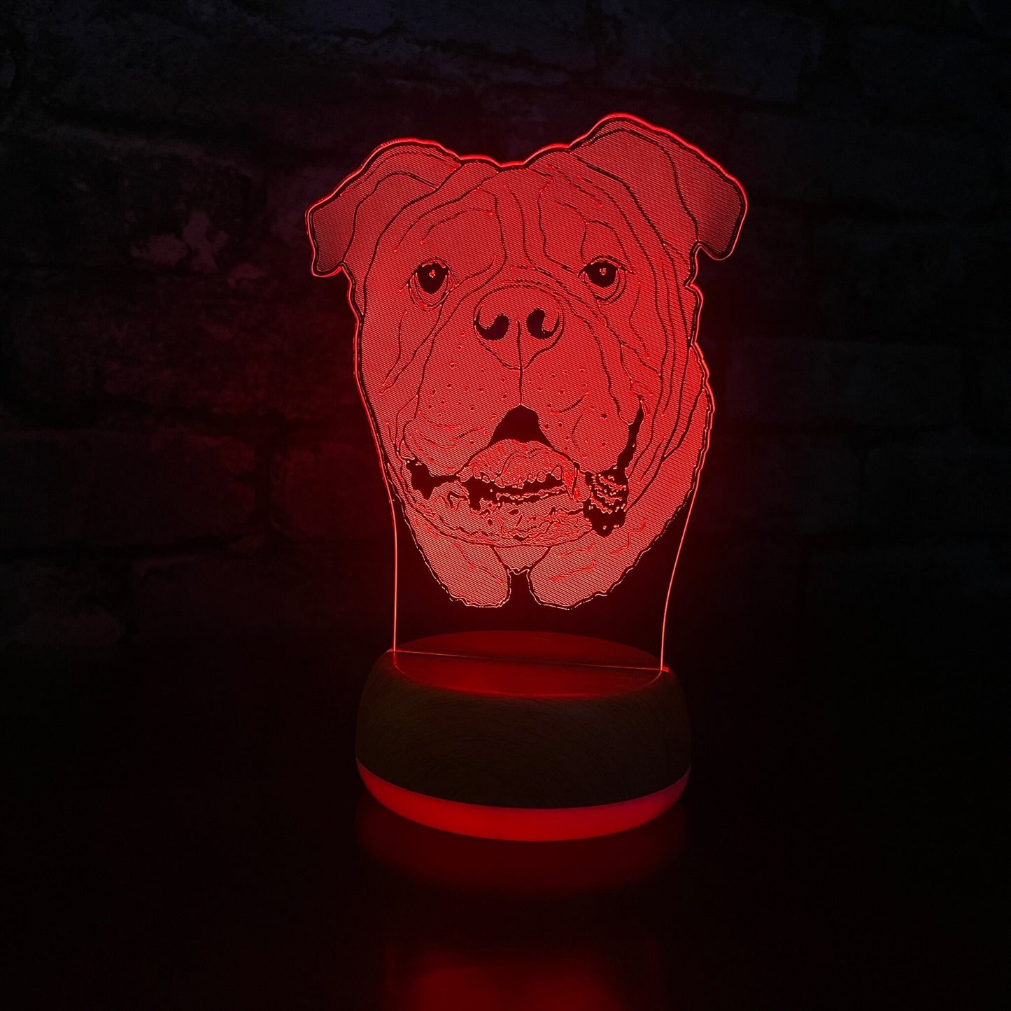 Personalised Bull Dog LED Lamp Night Light Night Light Stock Car & Banger Toy Tracks