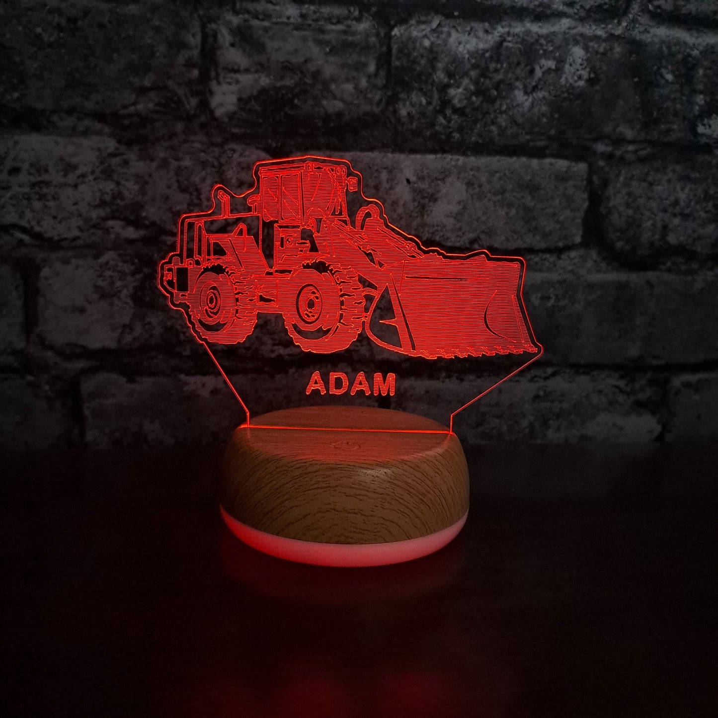 Personalised Front Loader Digger LED Lamp Night Light Night Light Stock Car & Banger Toy Tracks