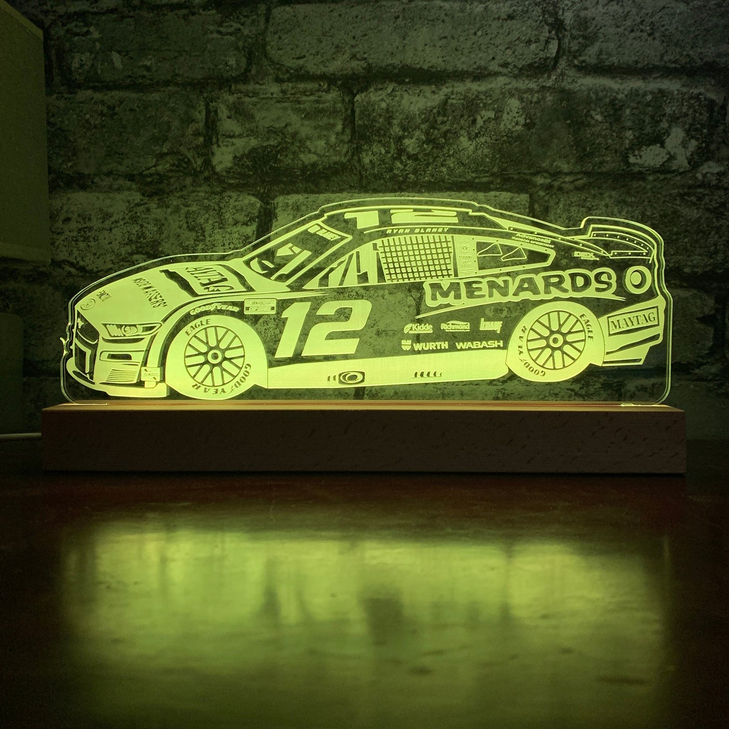 Ryan Blaney #12 Ford Mustang LED Lamp Night Light Night Light Stock Car & Banger Toy Tracks