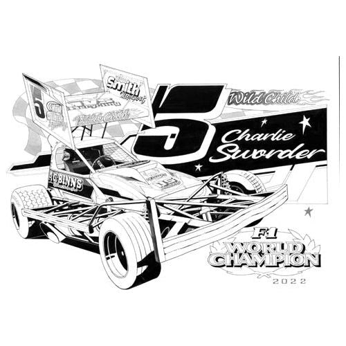 Brisca F1 #5 Charlie Sworder Caricature Print Prints Stock Car & Banger Toy Tracks