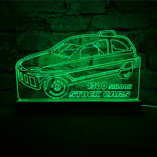 1300 Saloon Stock Car Night Light - Large Wooden Base - Night Light - Stock Car & Banger Toy Tracks