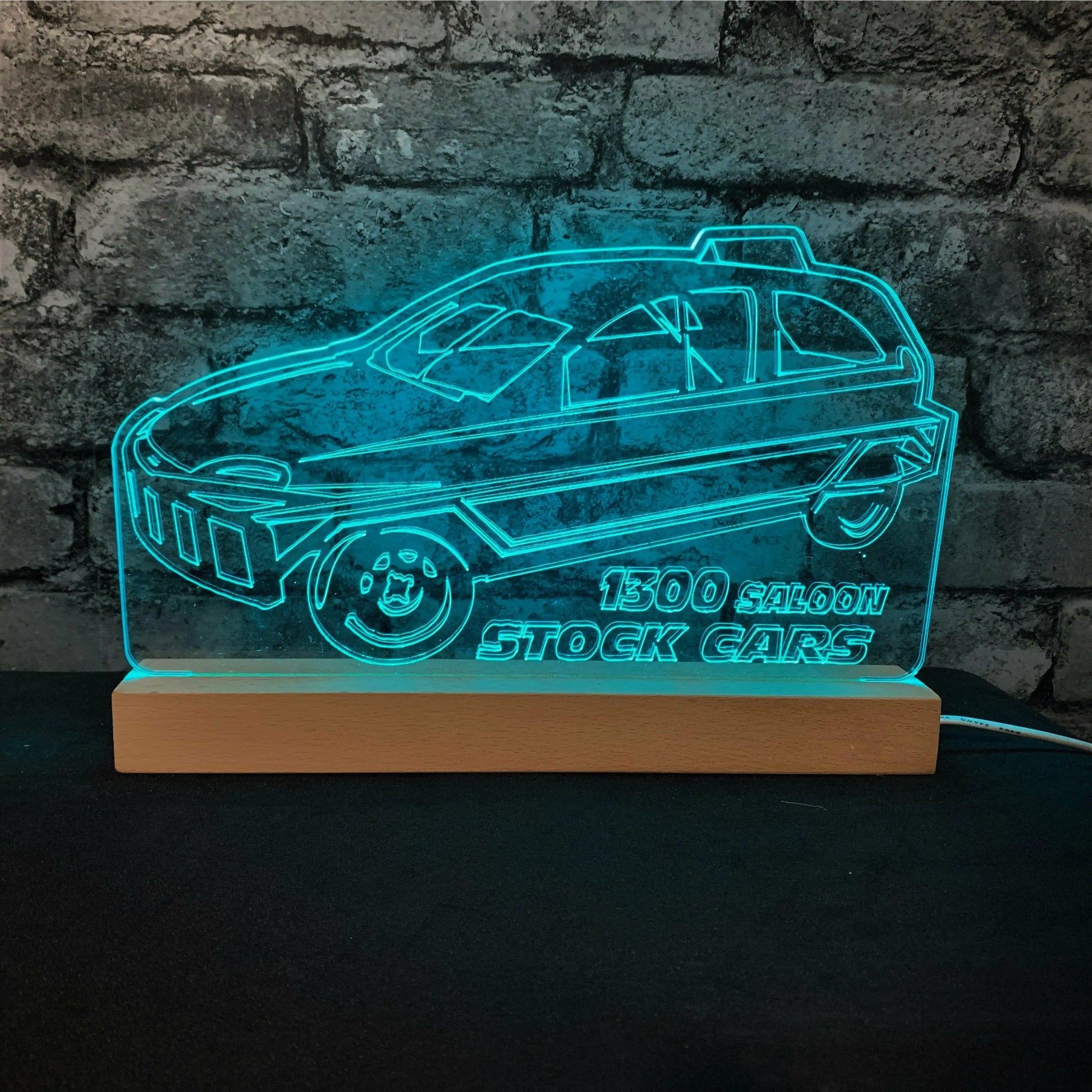 1300 Saloon Stock Car Night Light - Large Wooden Base - Night Light - Stock Car & Banger Toy Tracks