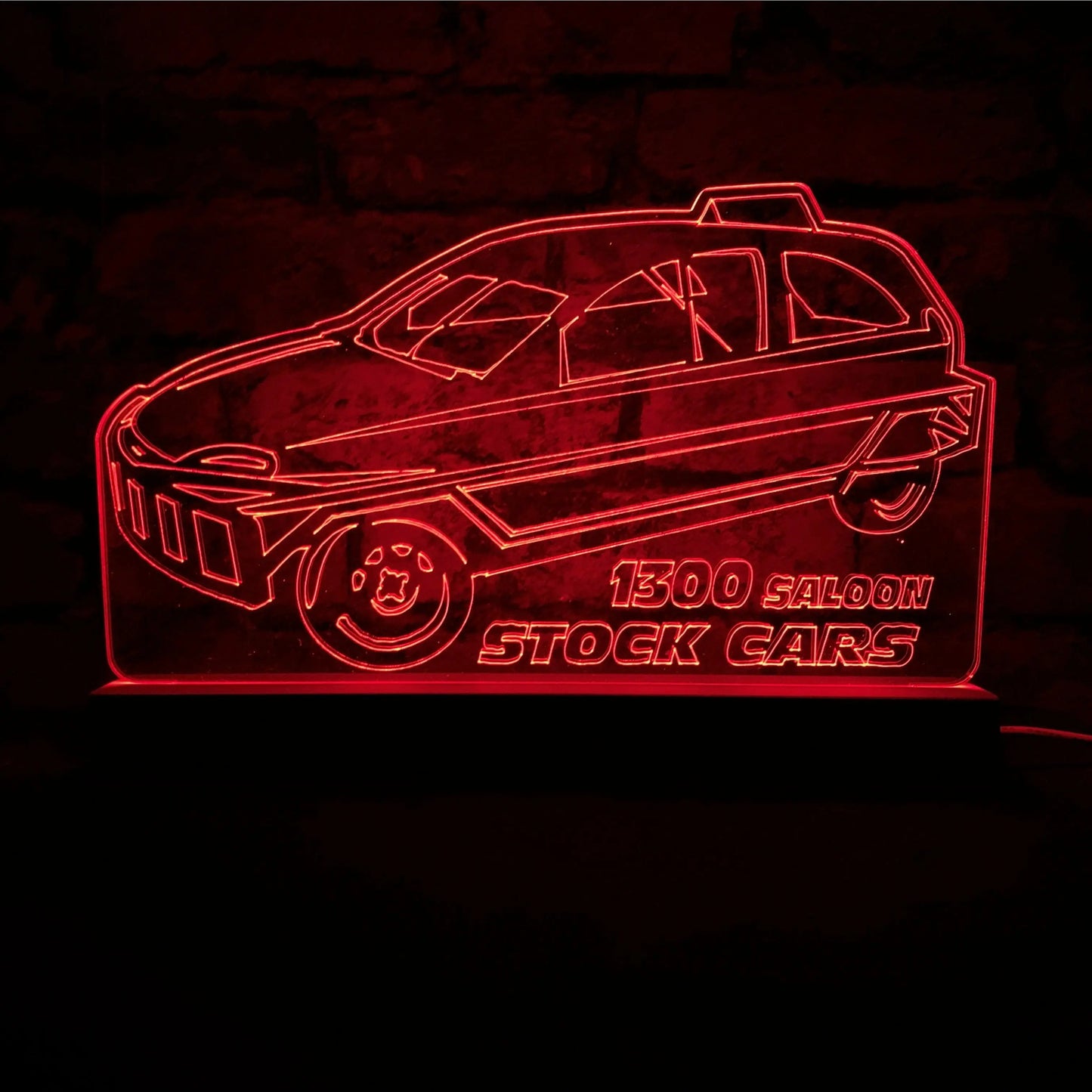 1300 Saloon Stock Car Night Light - Large Wooden Base - Night Light - Stock Car & Banger Toy Tracks