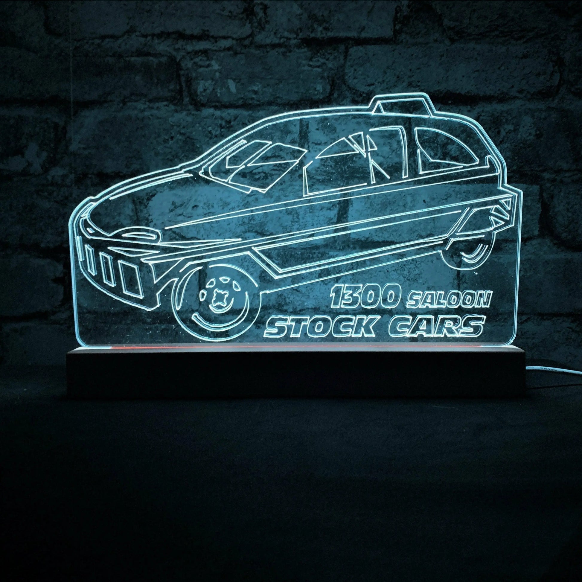 1300 Saloon Stock Car Night Light - Large Wooden Base - Night Light - Stock Car & Banger Toy Tracks