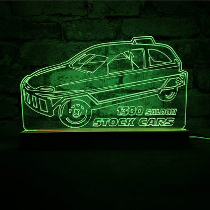 1300 Saloon Stock Car Night Light - Large Wooden Base - Night Light - Stock Car & Banger Toy Tracks