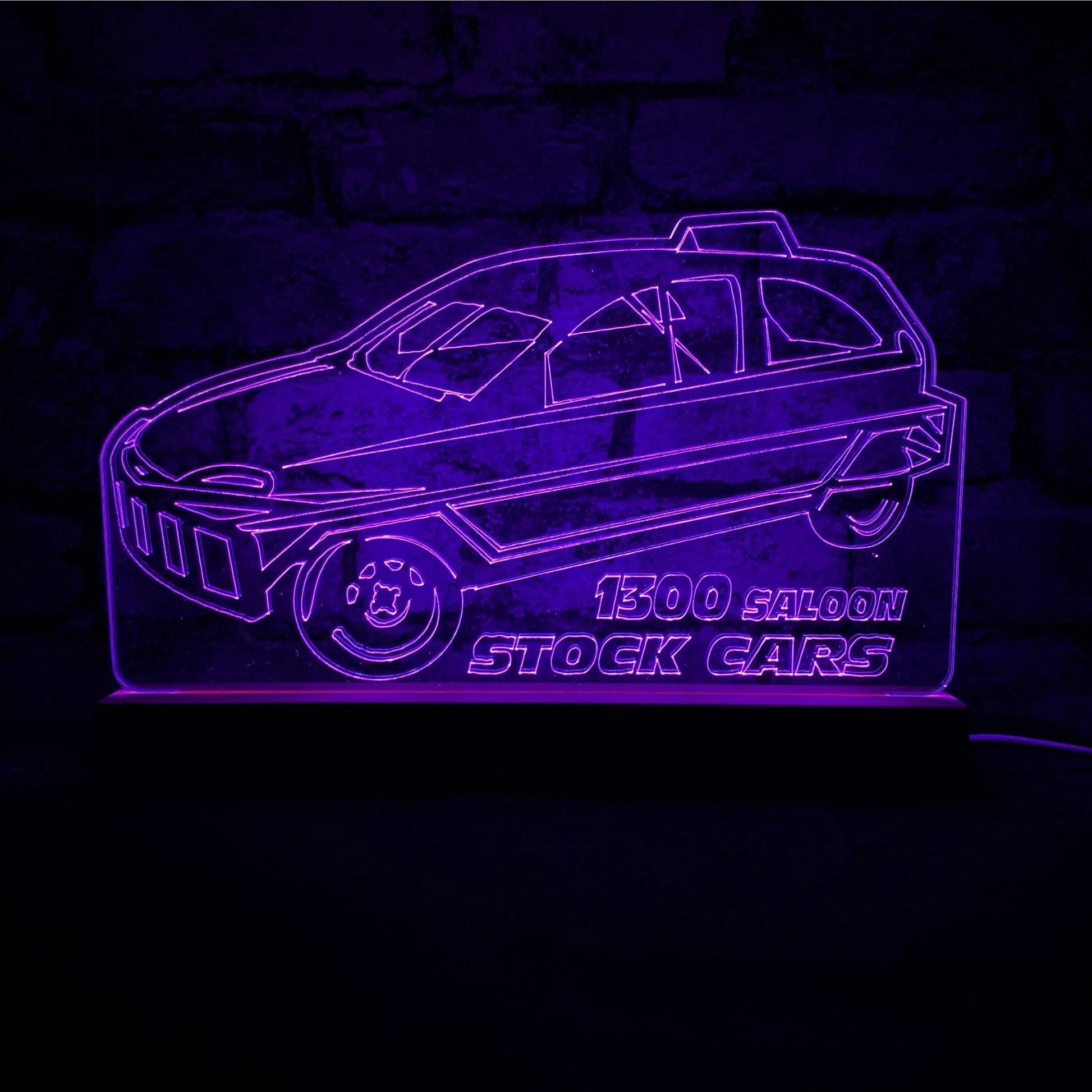 1300 Saloon Stock Car Night Light - Large Wooden Base - Night Light - Stock Car & Banger Toy Tracks