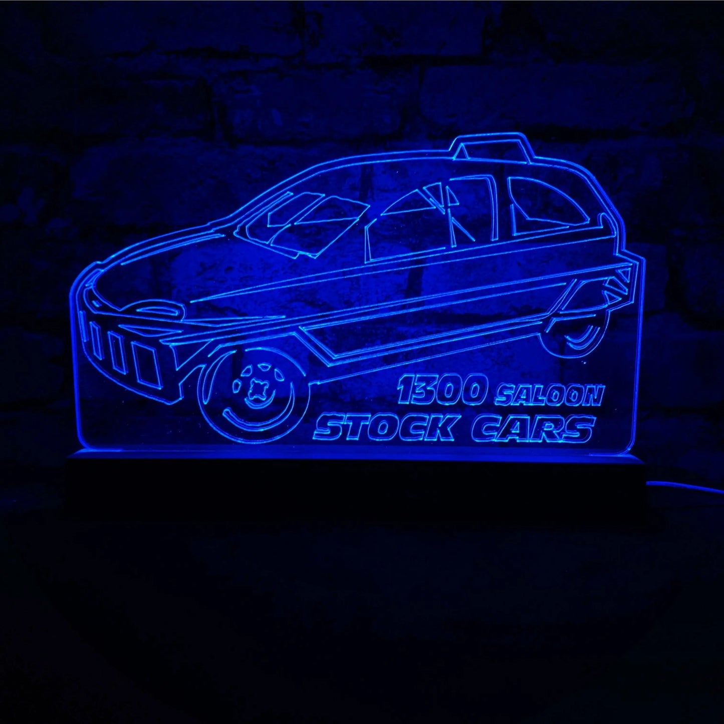 1300 Saloon Stock Car Night Light - Large Wooden Base - Night Light - Stock Car & Banger Toy Tracks