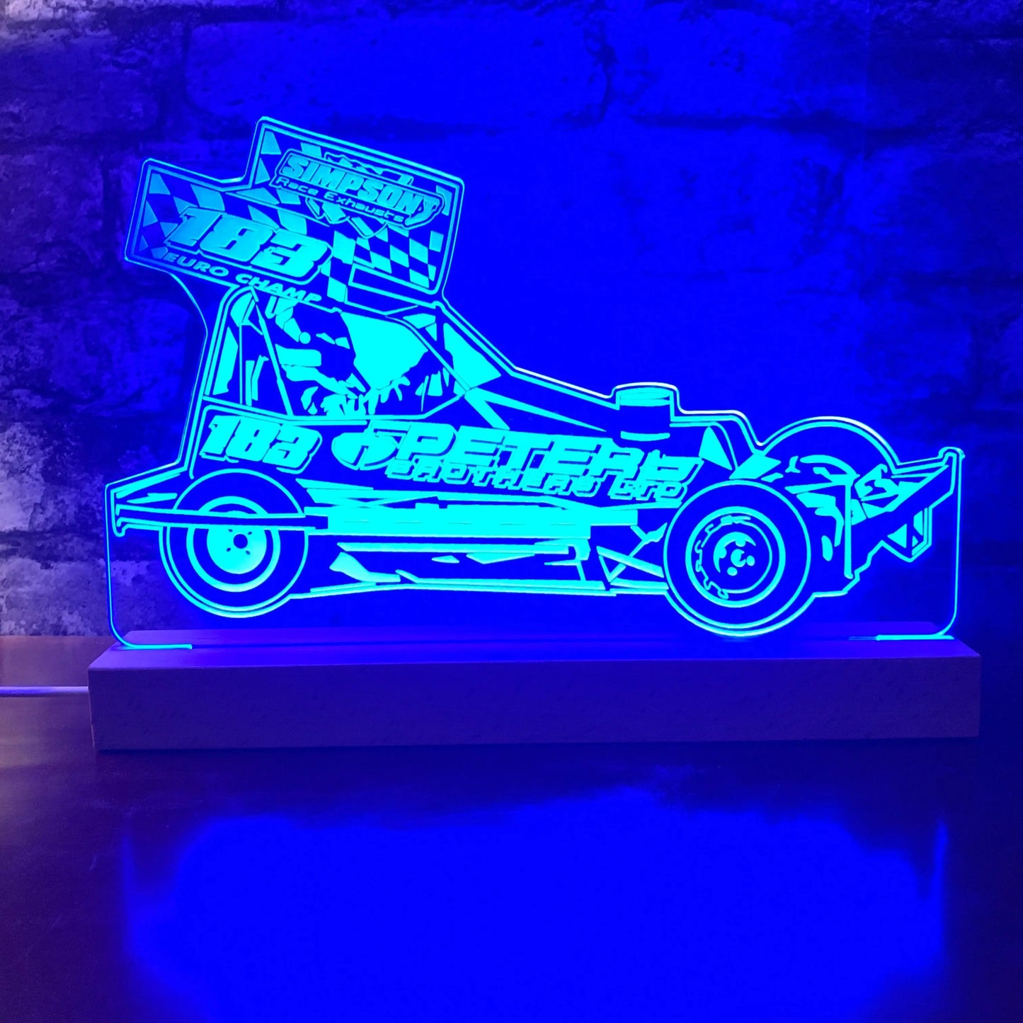 #183 Charlie Guinchard Brisca F2 Night Light - Large Wooden Base - Night Light - Stock Car & Banger Toy Tracks