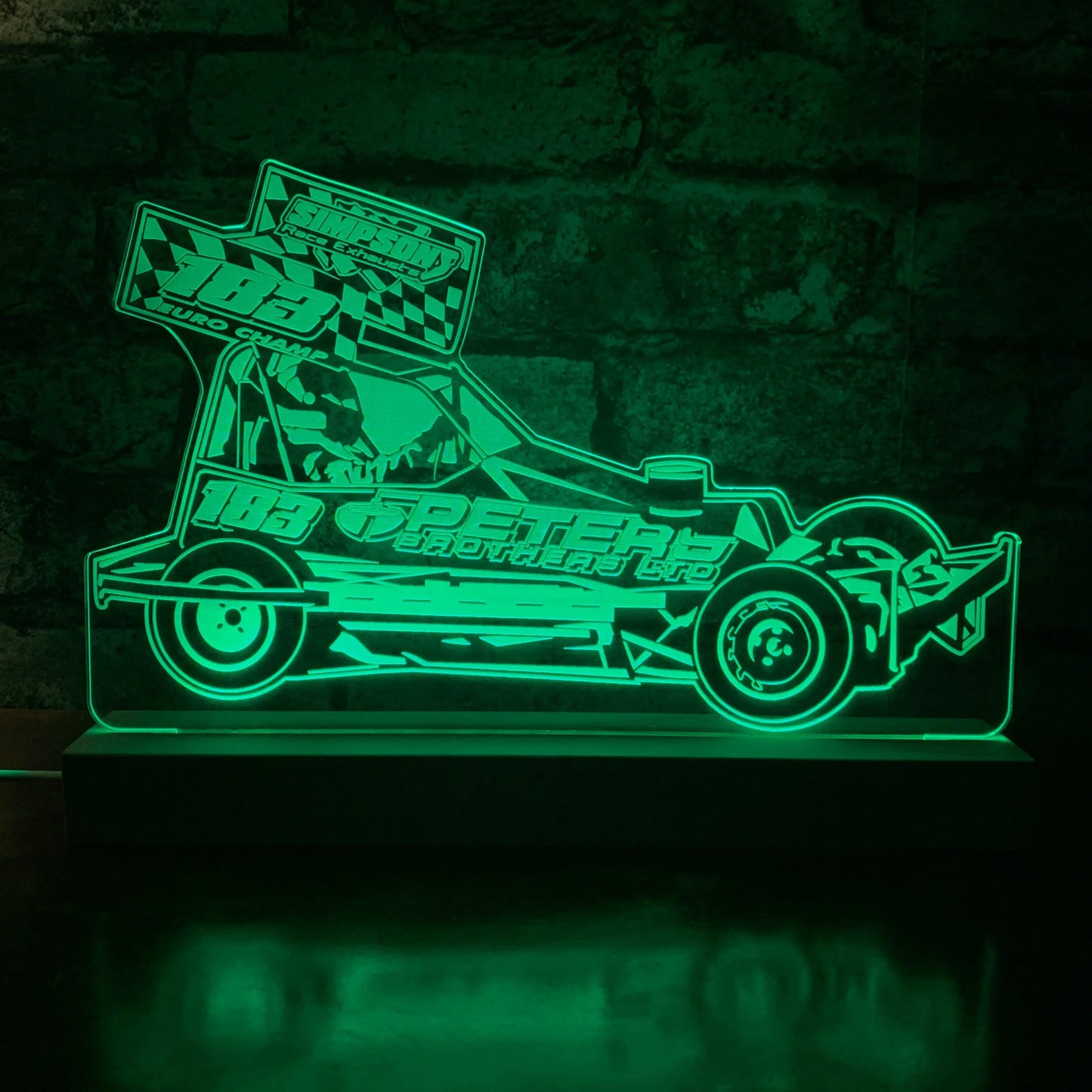 #183 Charlie Guinchard Brisca F2 Night Light - Large Wooden Base - Night Light - Stock Car & Banger Toy Tracks