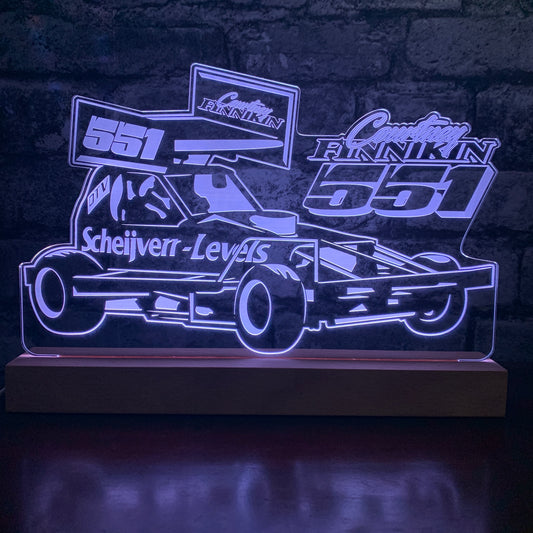 Courtney Finnikin #551 Brisca F1 Night Light - Large Wooden Base