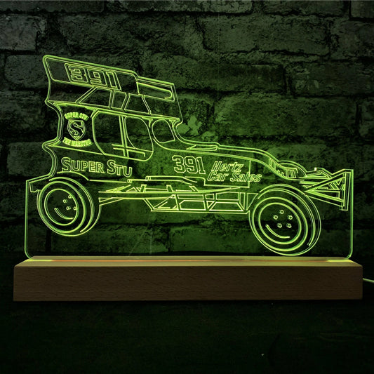 #391 Super Stu - 'The Maestro' Night Light - Stu Smith Hertz Car - Night Light - Stock Car & Banger Toy Tracks