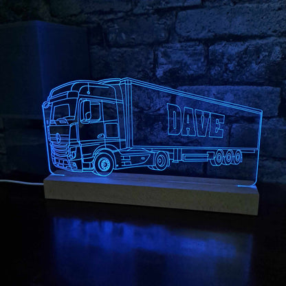 Personalised Mercedes Lorry with Trailer LED Lamp Night Light
