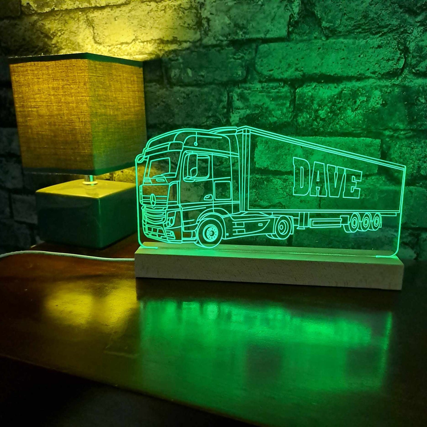 Personalised Mercedes Lorry with Trailer LED Lamp Night Light