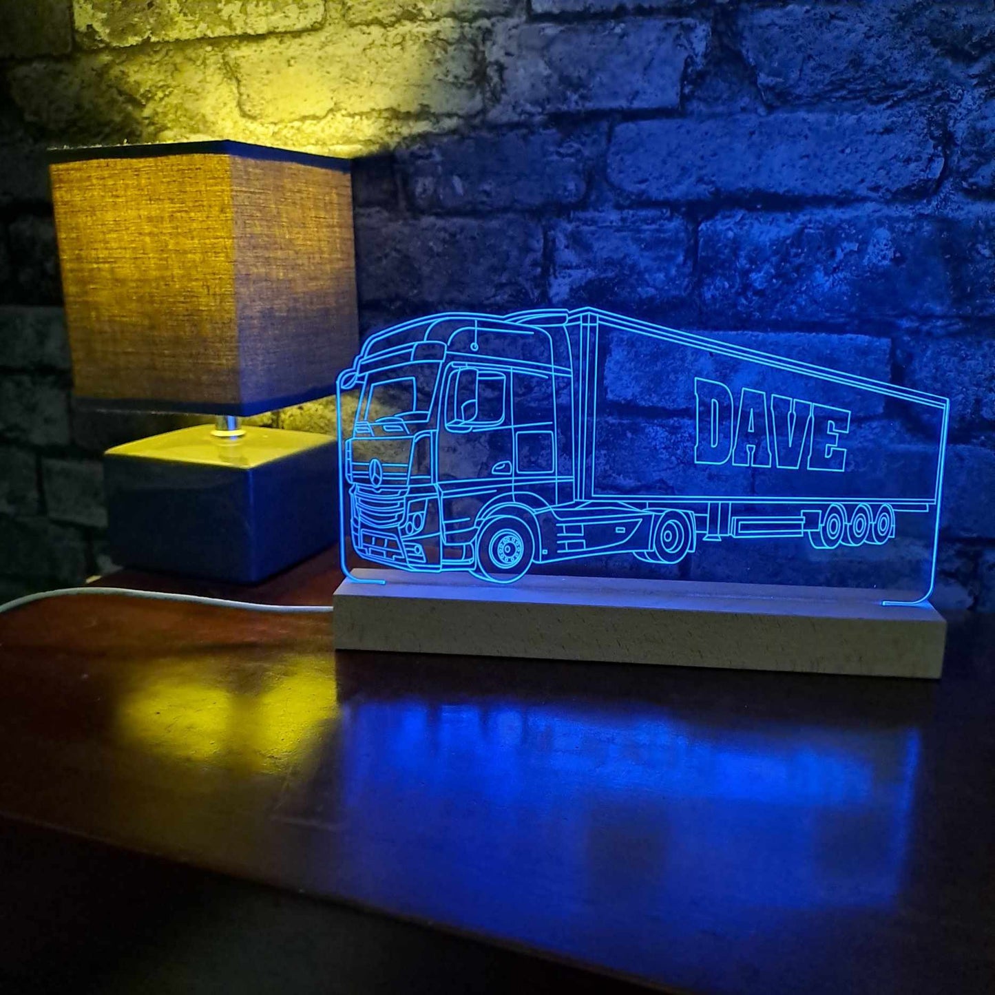 Personalised Mercedes Lorry with Trailer LED Lamp Night Light
