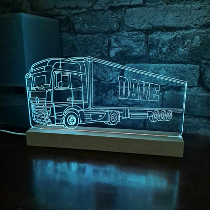 Personalised Mercedes Lorry with Trailer LED Lamp Night Light