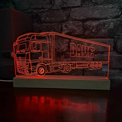 Personalised Mercedes Lorry with Trailer LED Lamp Night Light