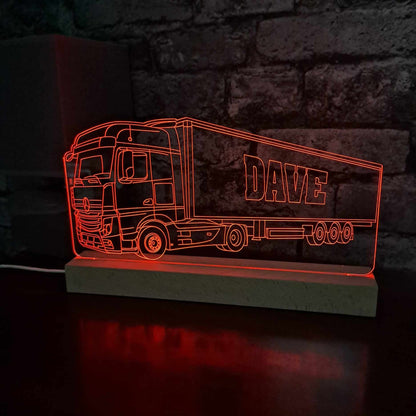 Personalised Mercedes Lorry with Trailer LED Lamp Night Light