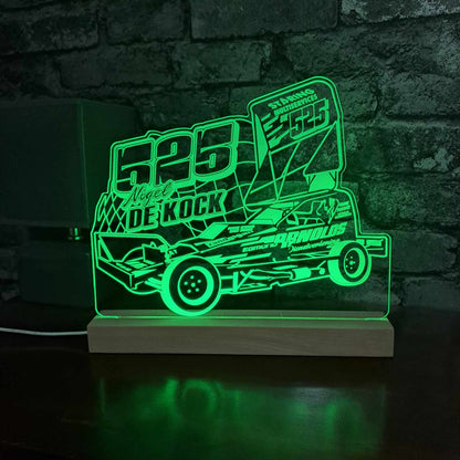 Nigel De Kock #525 Brisca F1 Night Light - Large Wooden Base