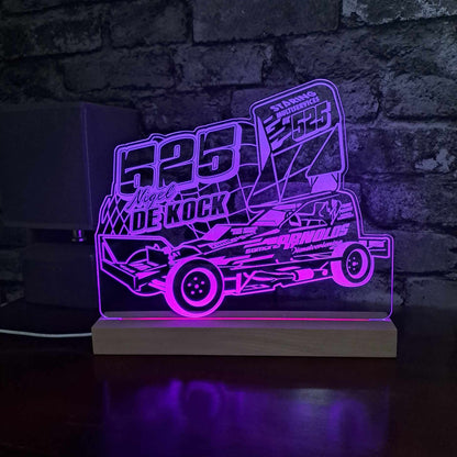 Nigel De Kock #525 Brisca F1 Night Light - Large Wooden Base