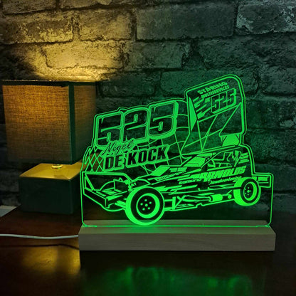 Nigel De Kock #525 Brisca F1 Night Light - Large Wooden Base