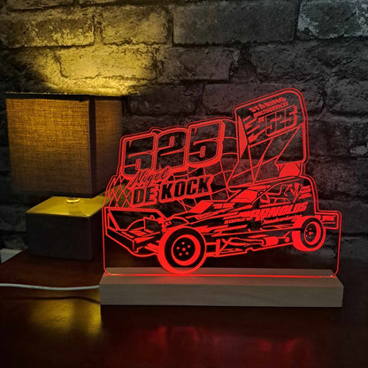 Nigel De Kock #525 Brisca F1 Night Light - Large Wooden Base