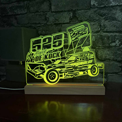 Nigel De Kock #525 Brisca F1 Night Light - Large Wooden Base