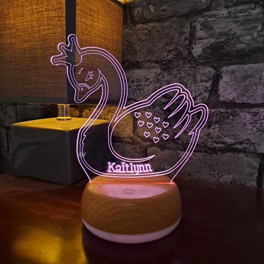 Personalised Swan LED Lamp Night Light