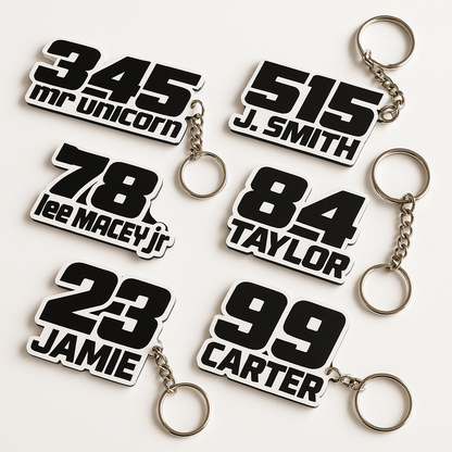 Custom Race Number Keyring