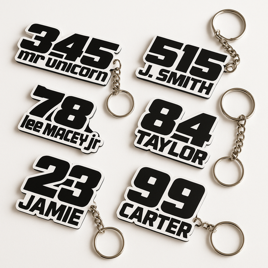 Custom Race Number Keyring