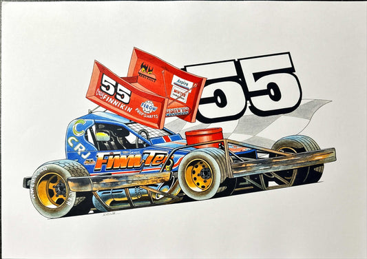 Brisca F1 #55 Craig Finniken Caricature Print