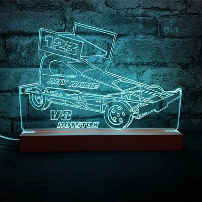 Brisca V8 Hotstox NIGHT LIGHT - LARGE WOODEN BASE - Night Light - Stock Car & Banger Toy Tracks