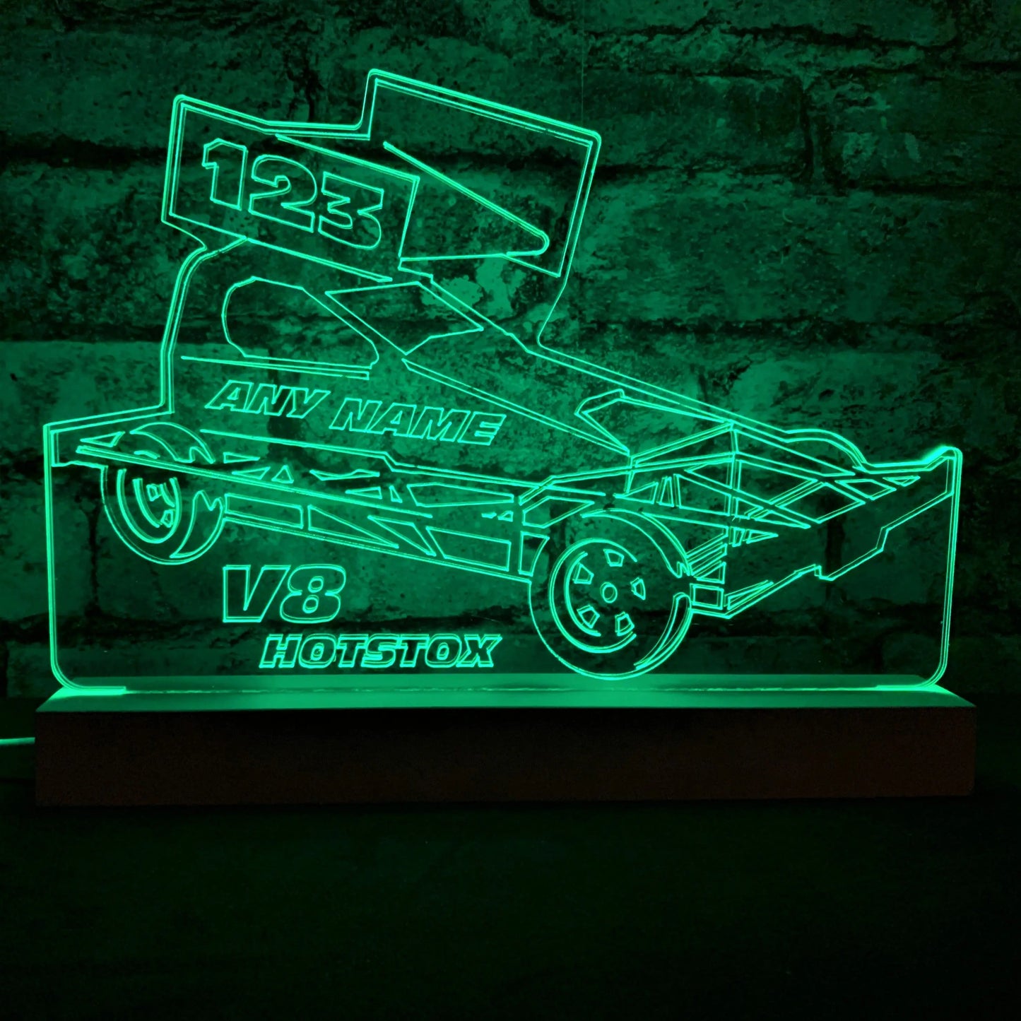 Brisca V8 Hotstox NIGHT LIGHT - LARGE WOODEN BASE - Night Light - Stock Car & Banger Toy Tracks