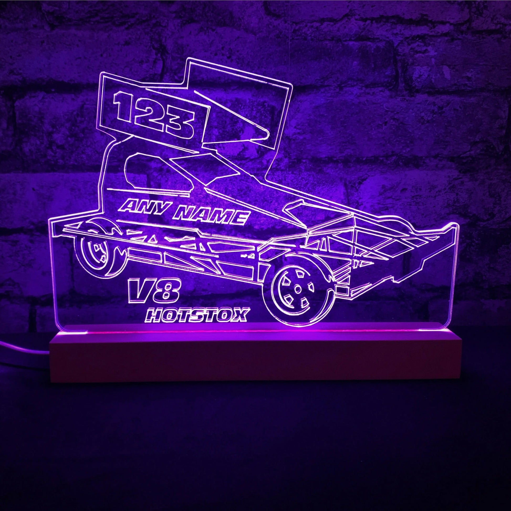 Brisca V8 Hotstox NIGHT LIGHT - LARGE WOODEN BASE - Night Light - Stock Car & Banger Toy Tracks