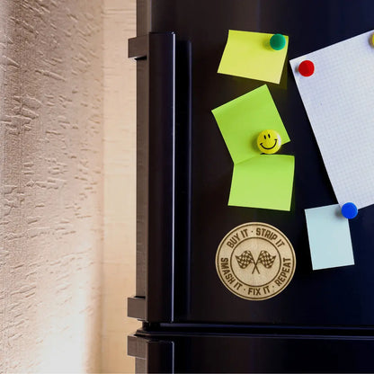 Buy It, Strip It, Smash It, Fix It, Repeat. - Magnet - Refrigerator Magnets - Stock Car & Banger Toy Tracks