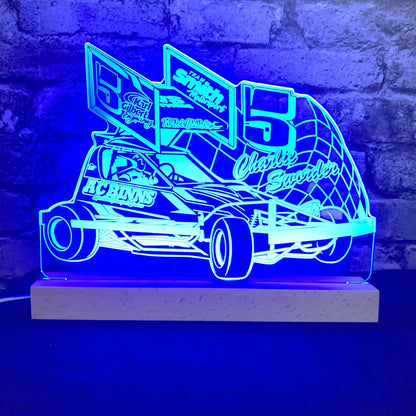 Charlie Sworder #5 Brisca F1 Night Light - Large Wooden Base - Night Light - Stock Car & Banger Toy Tracks