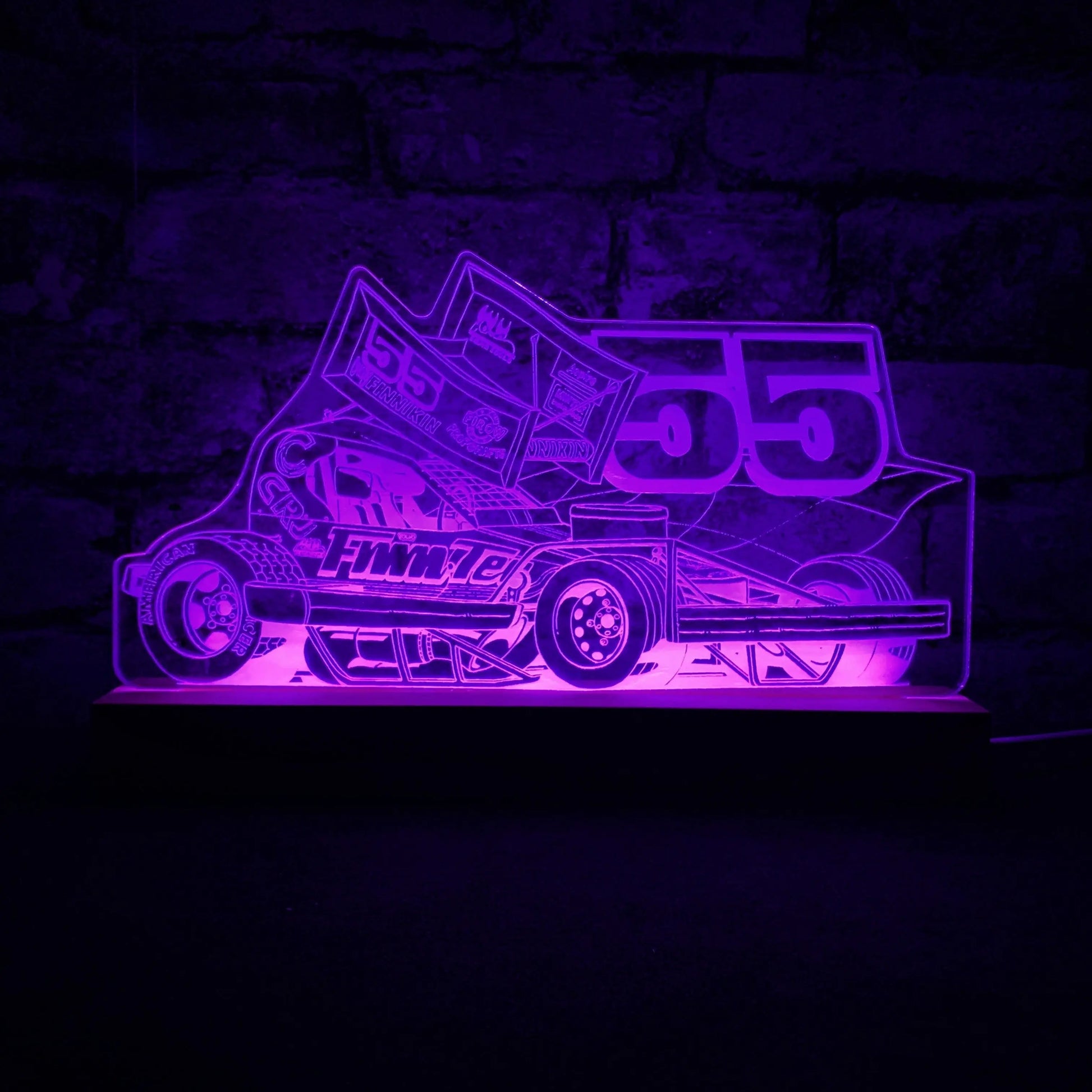 Craig Finnikin 55 Brisca F1 Night Light - Large Wooden Base - Night Light - Stock Car & Banger Toy Tracks