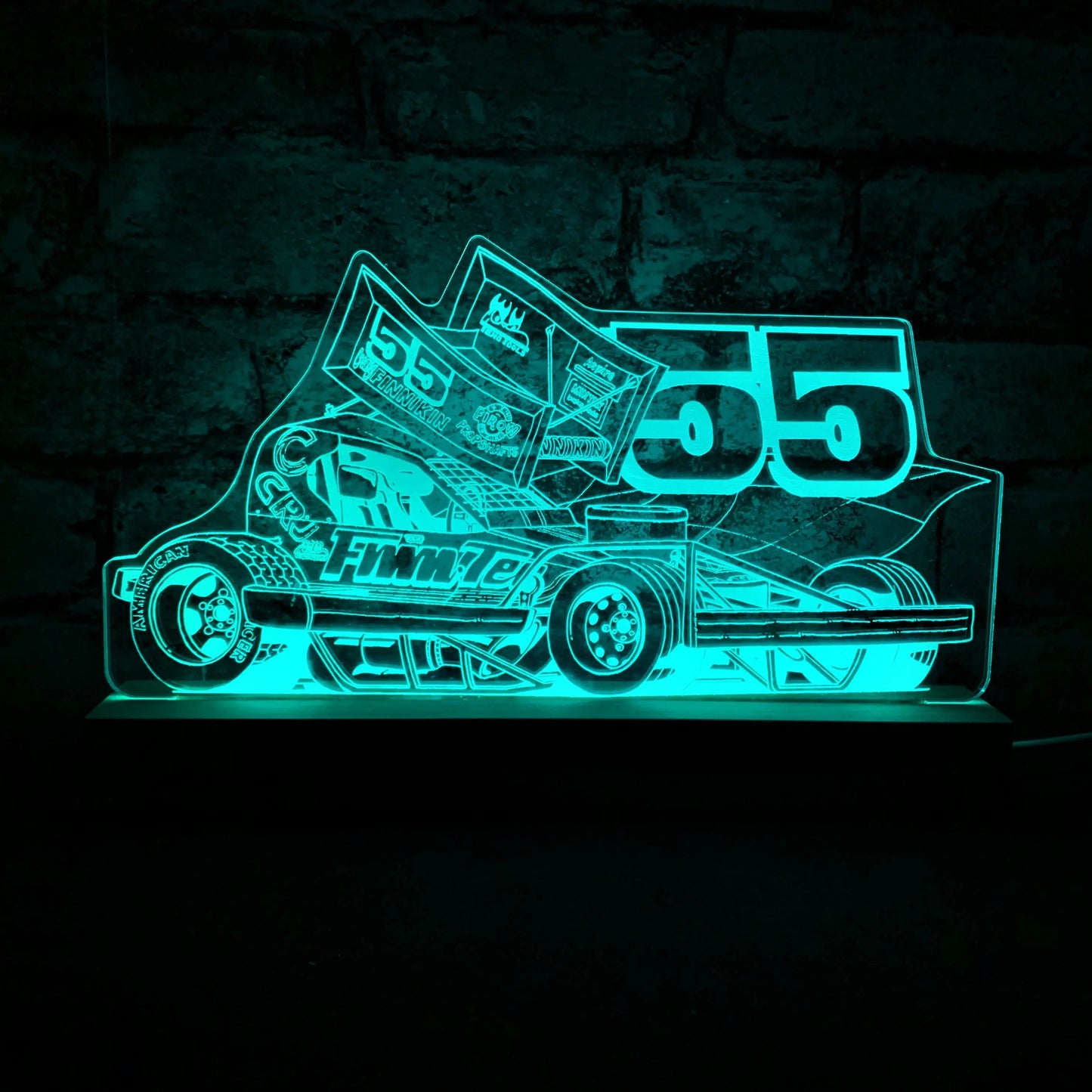 Craig Finnikin 55 Brisca F1 Night Light - Large Wooden Base - Night Light - Stock Car & Banger Toy Tracks