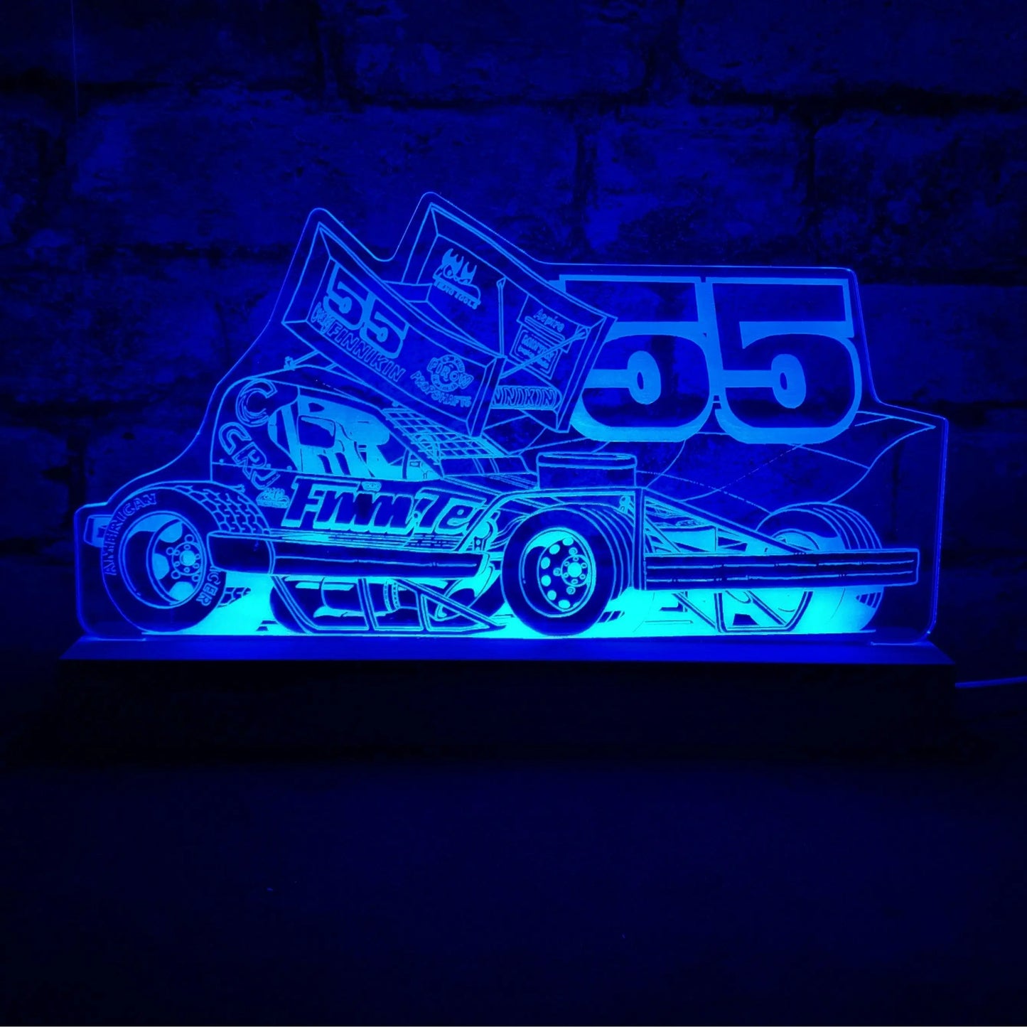 Craig Finnikin 55 Brisca F1 Night Light - Large Wooden Base - Night Light - Stock Car & Banger Toy Tracks