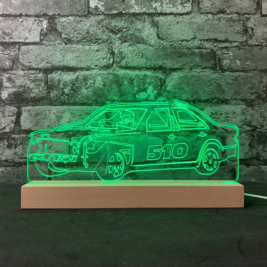 E Class Merc Banger Night Light - Large Wooden Base - Night Lights & Ambient Lighting - Stock Car & Banger Toy Tracks