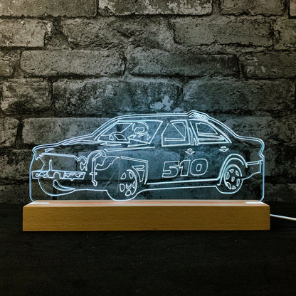 E Class Merc Banger Night Light - Large Wooden Base - Night Lights & Ambient Lighting - Stock Car & Banger Toy Tracks